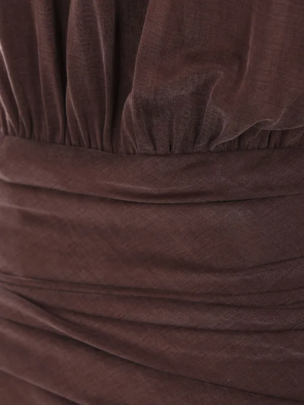 Elisabetta Franchi Jewelled Bow Jersey Maxi Dress | Brown