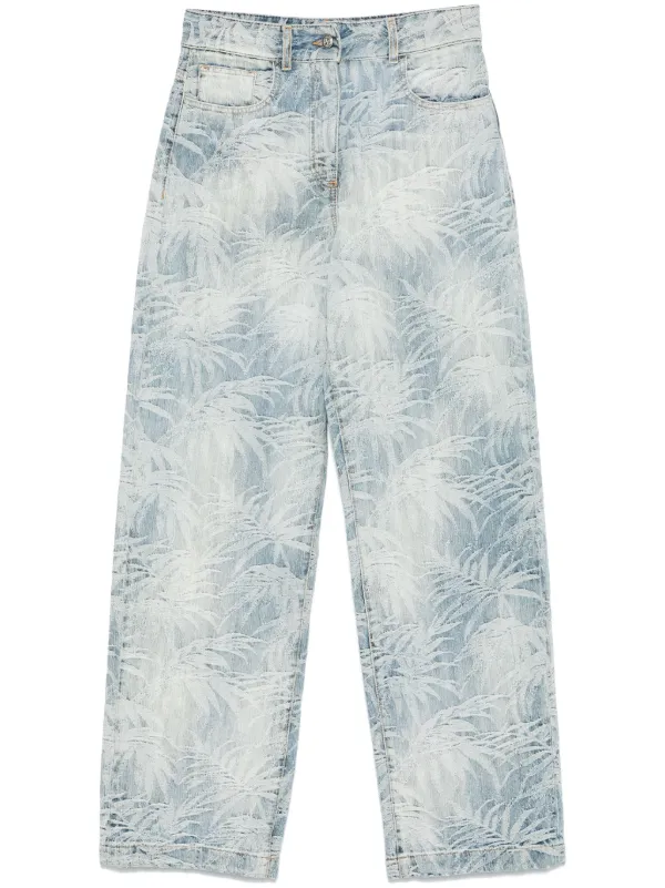 Palm Angels Palms Jacquard Jeans | Blue | FARFETCH