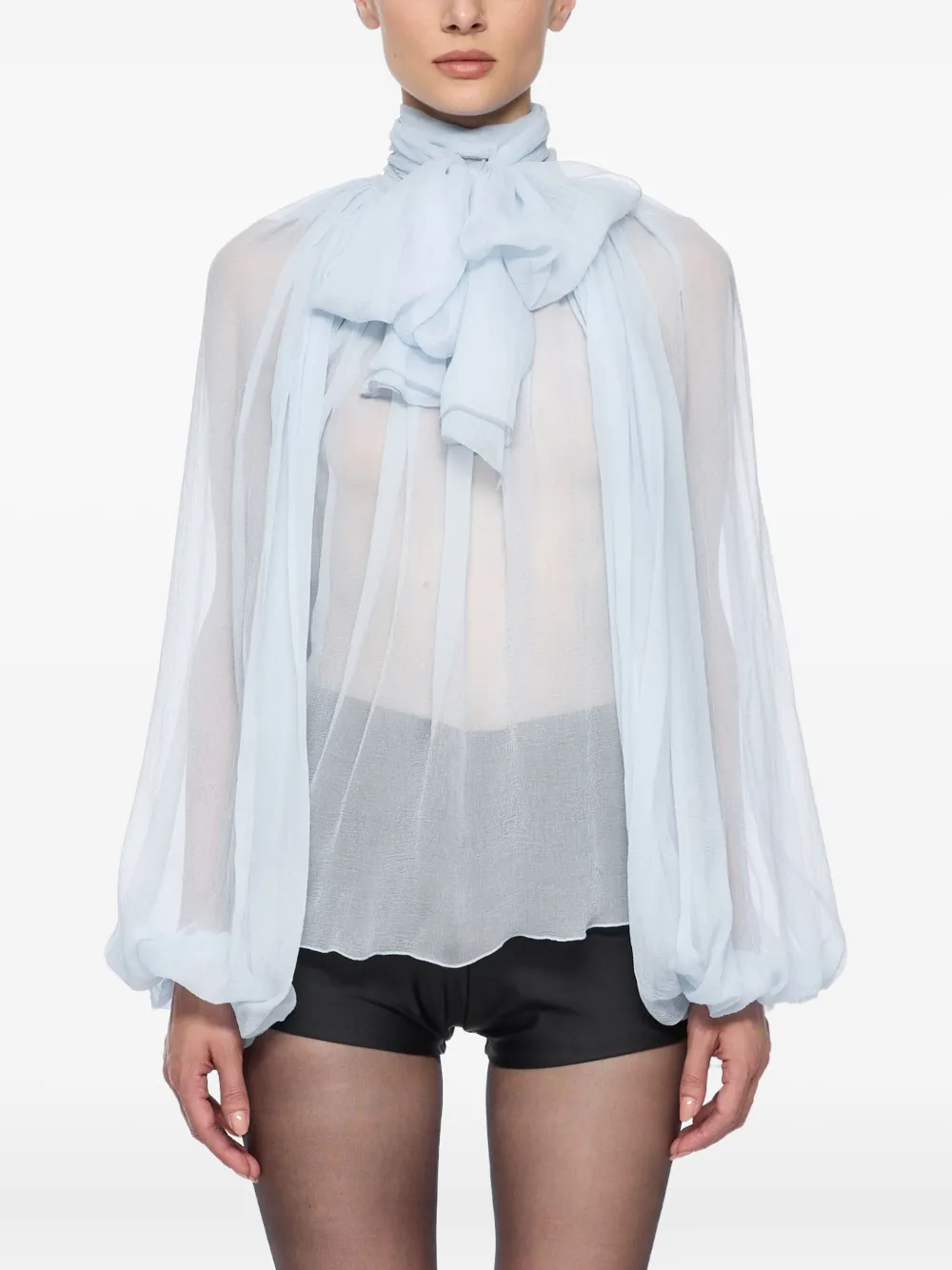 Atu Body Couture Zijden blouse Blauw