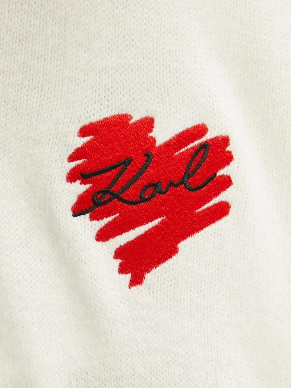 Karl Lagerfeld Heart-embroidered Cardigan In White