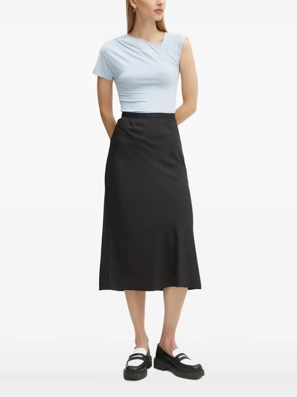 Karl Lagerfeld asymmetric-neckline T-shirt Blauw