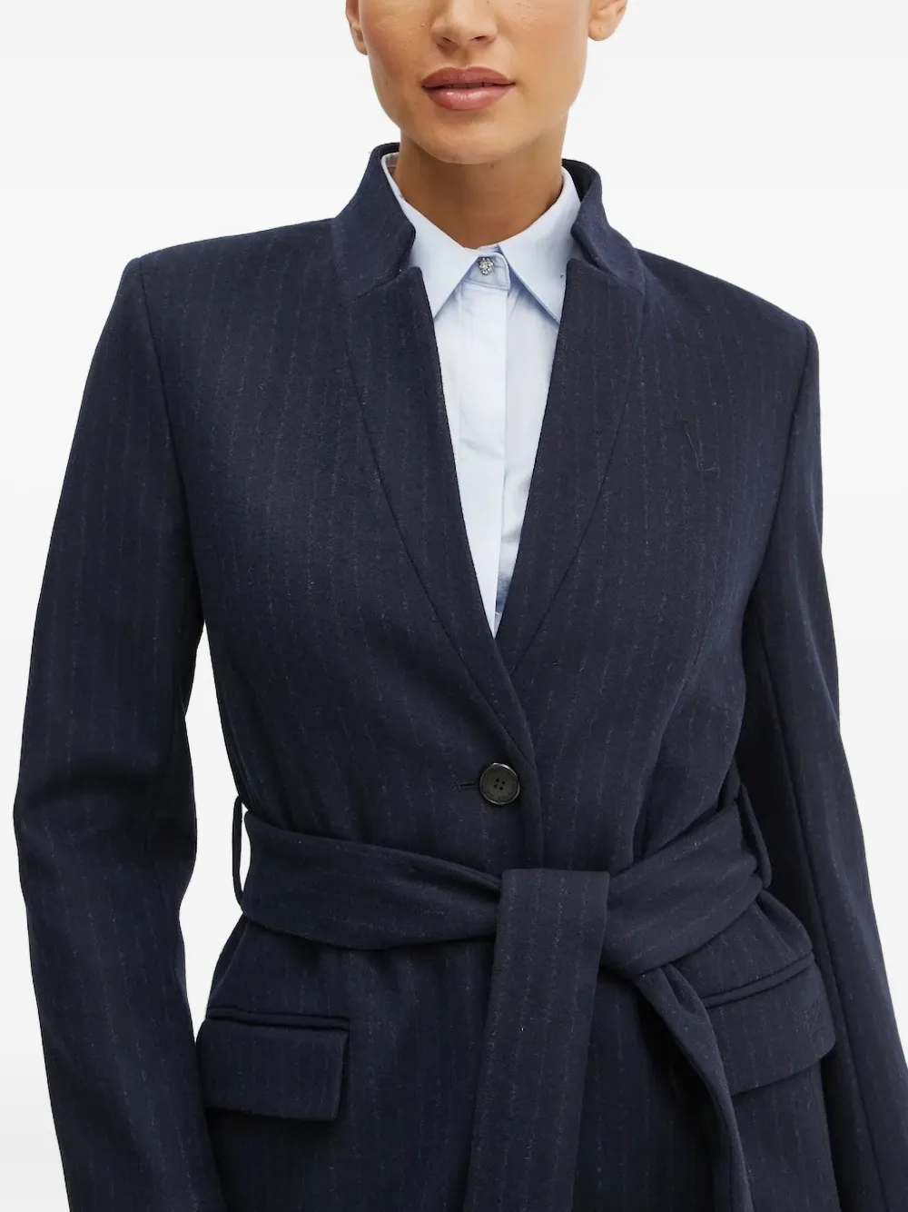 Karl Lagerfeld Mantel met krijtstreep Blauw