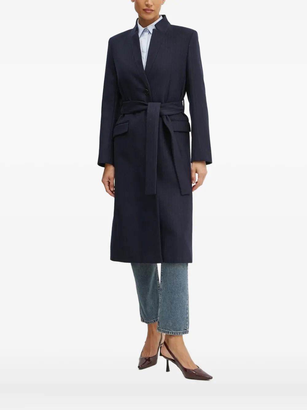 Karl Lagerfeld Mantel met krijtstreep Blauw