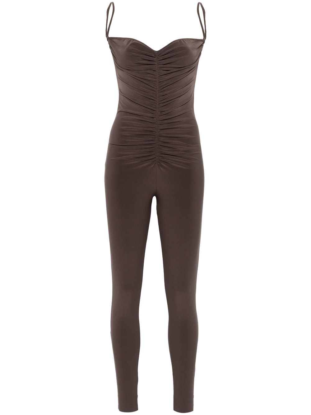 Norma Kamali stretch-design jumpsuit - Brown