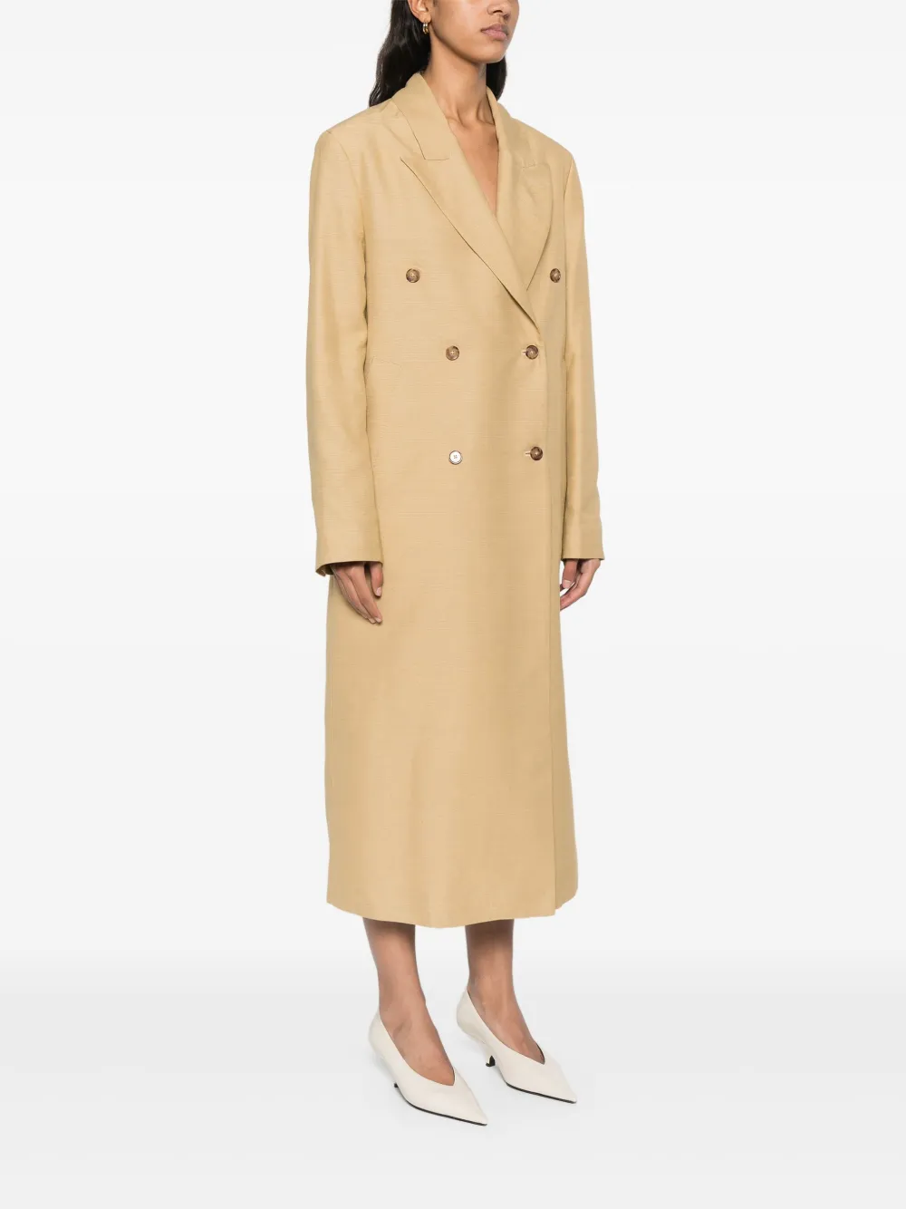 Shop Loulou Studio Double-breasted Coat In Neutrals