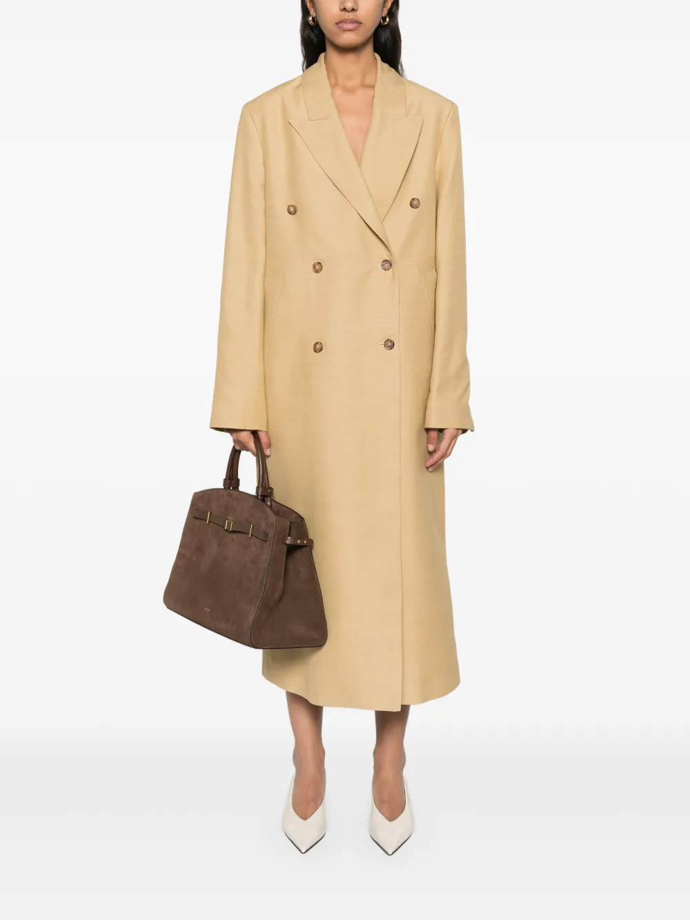 Shop Loulou Studio Double-breasted Coat In Neutrals