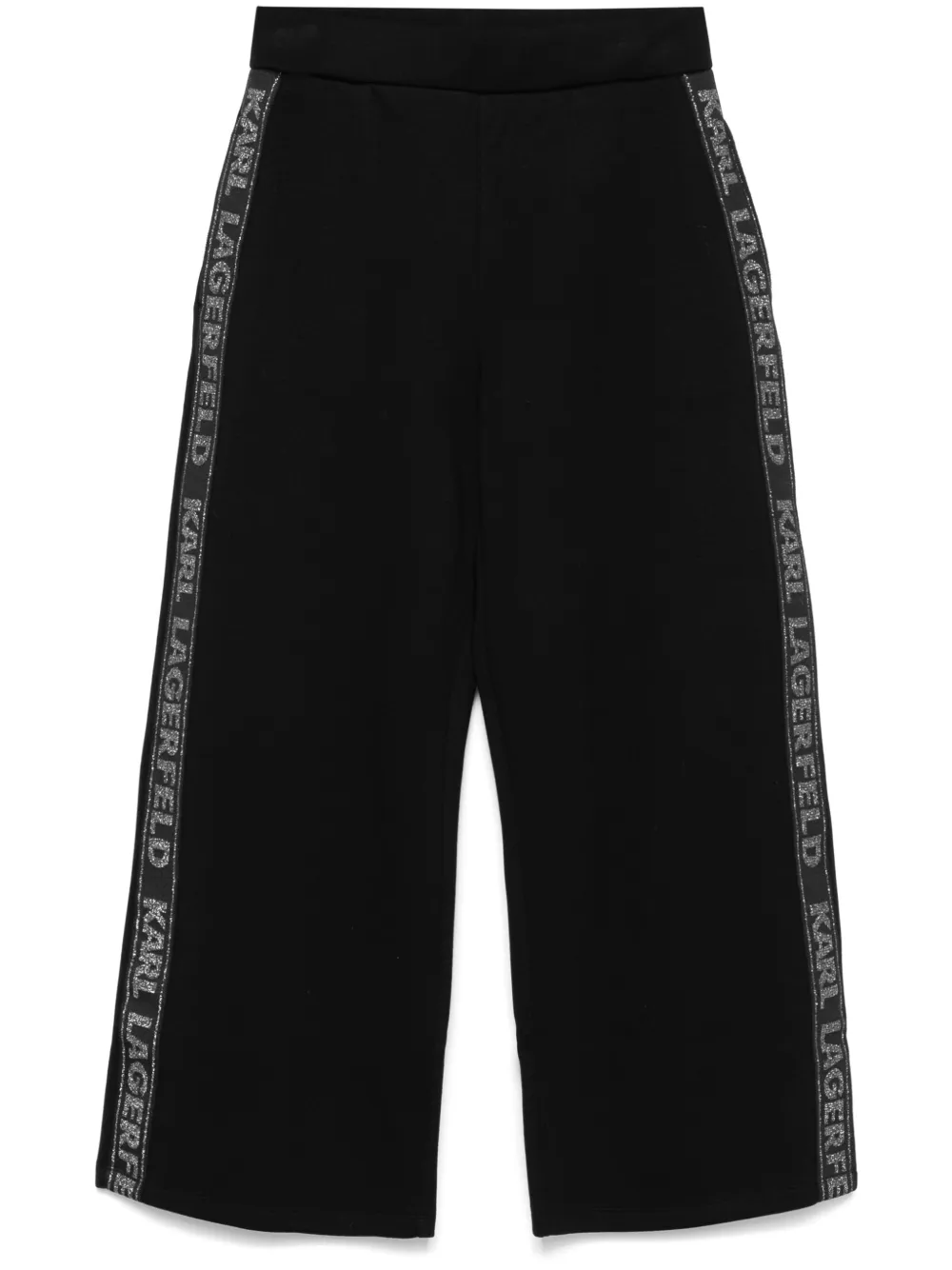 Karl Lagerfeld Broek met logoband en glitters Zwart