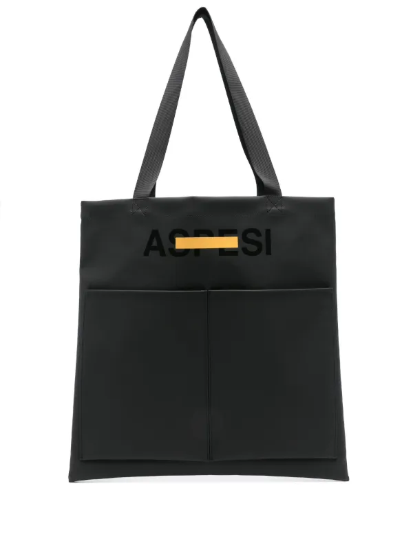 新品未使用 アシックス ブラックトートバック ブラック プリントロゴ ASPESI ロゴ トートバッグ | ブラック | FARFETCH JP