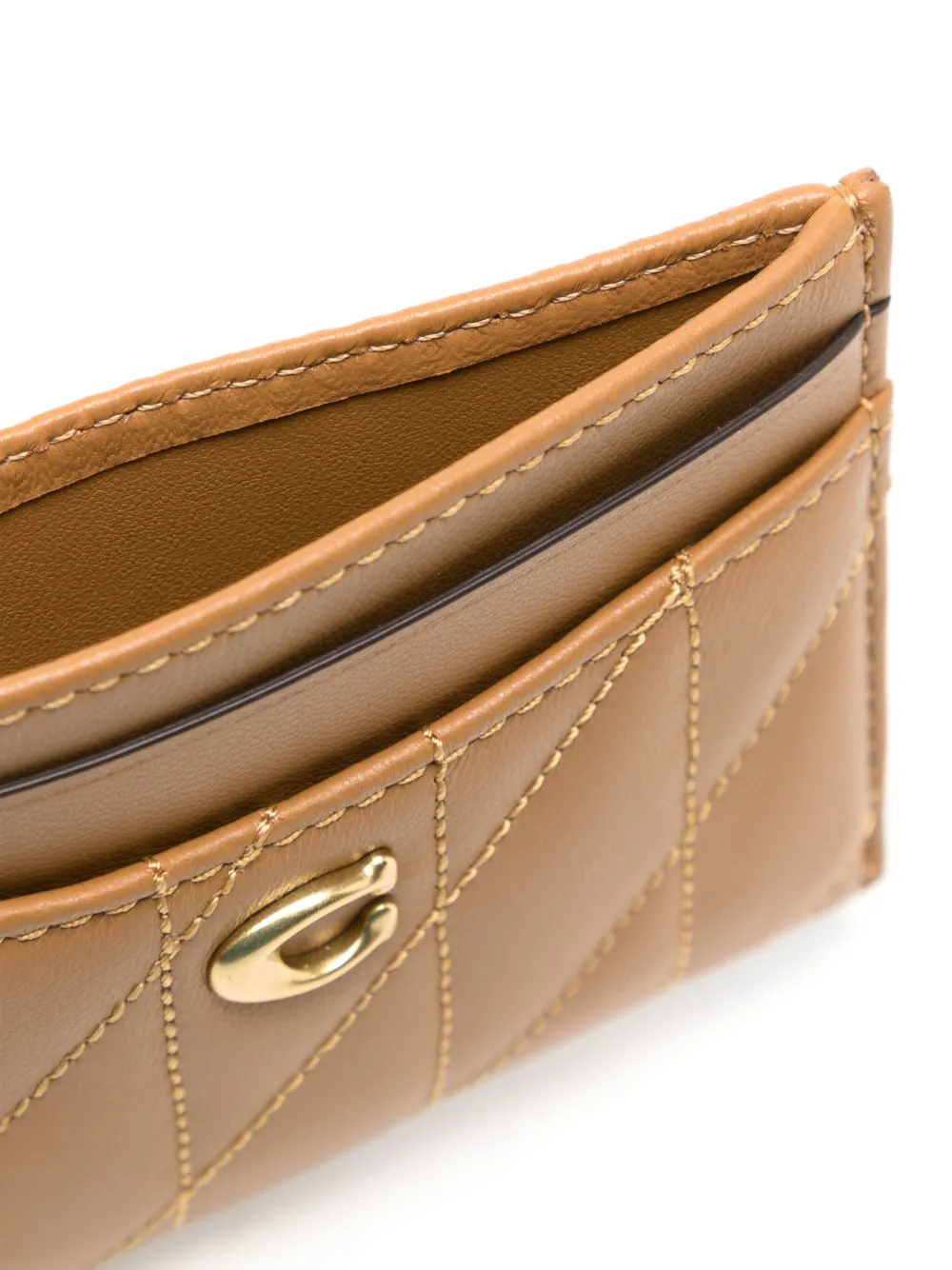 Shop Coach Quilted Pillow Cardholder In Brown