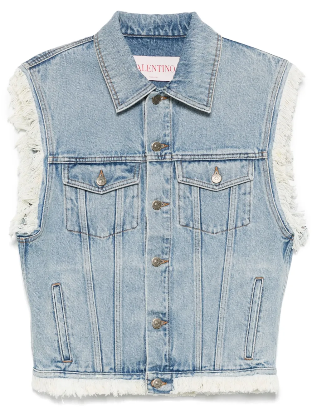 Valentino Garavani Denim gilet met gerafelde afwerking Blauw