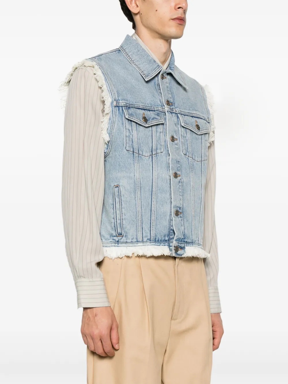 Valentino Garavani Denim gilet met gerafelde afwerking Blauw