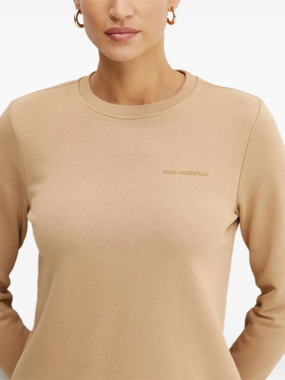 Karl Lagerfeld Logo-embroidered Sweatshirt In Neutral