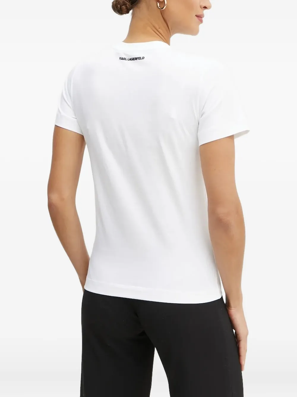 Karl Lagerfeld T-shirt met geborduurde bloemen Wit