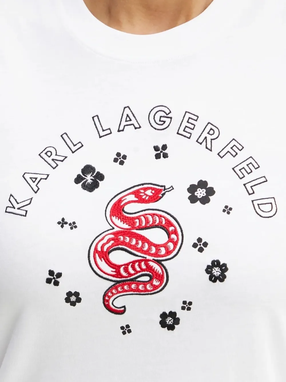 Karl Lagerfeld T-shirt met geborduurde bloemen Wit