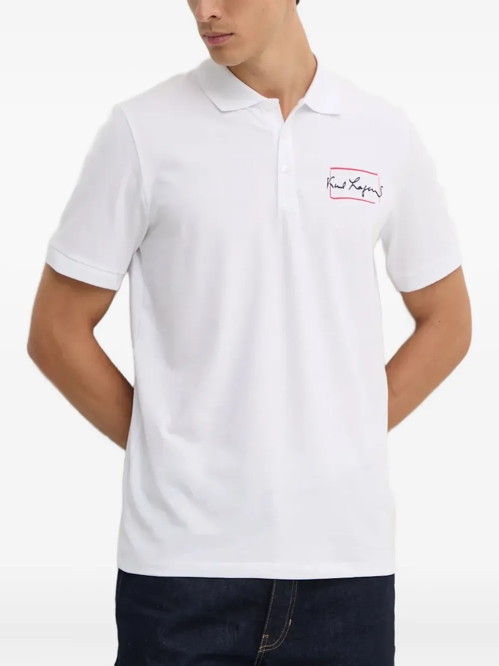 Karl Lagerfeld logo-print polo shirt - Bianco