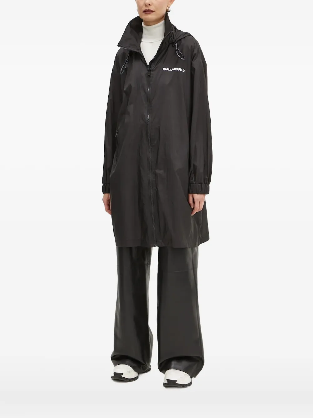Karl Lagerfeld Regenjas met capuchon en logo Zwart