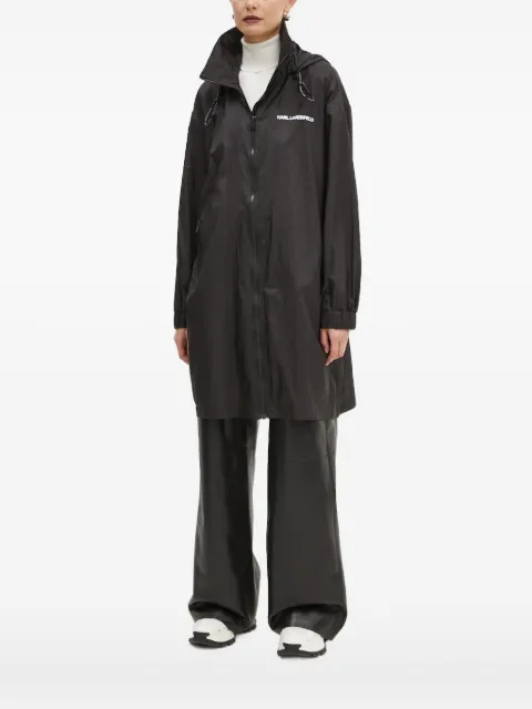 Karl Lagerfeld hooded logo-lettering raincoat