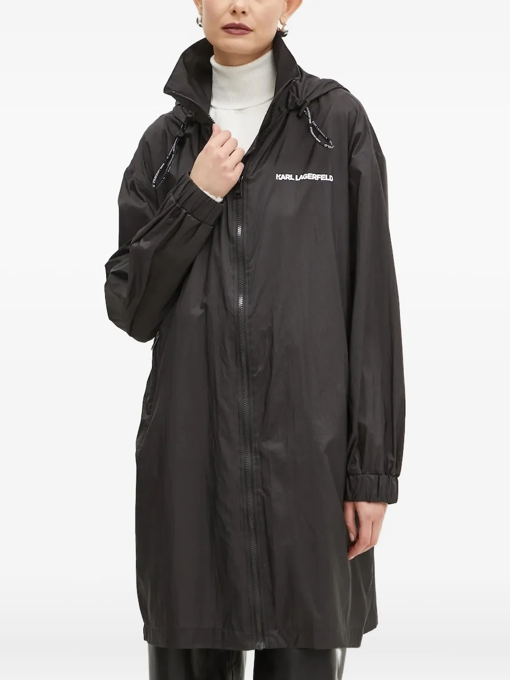 Karl Lagerfeld Regenjas met capuchon en logo Zwart