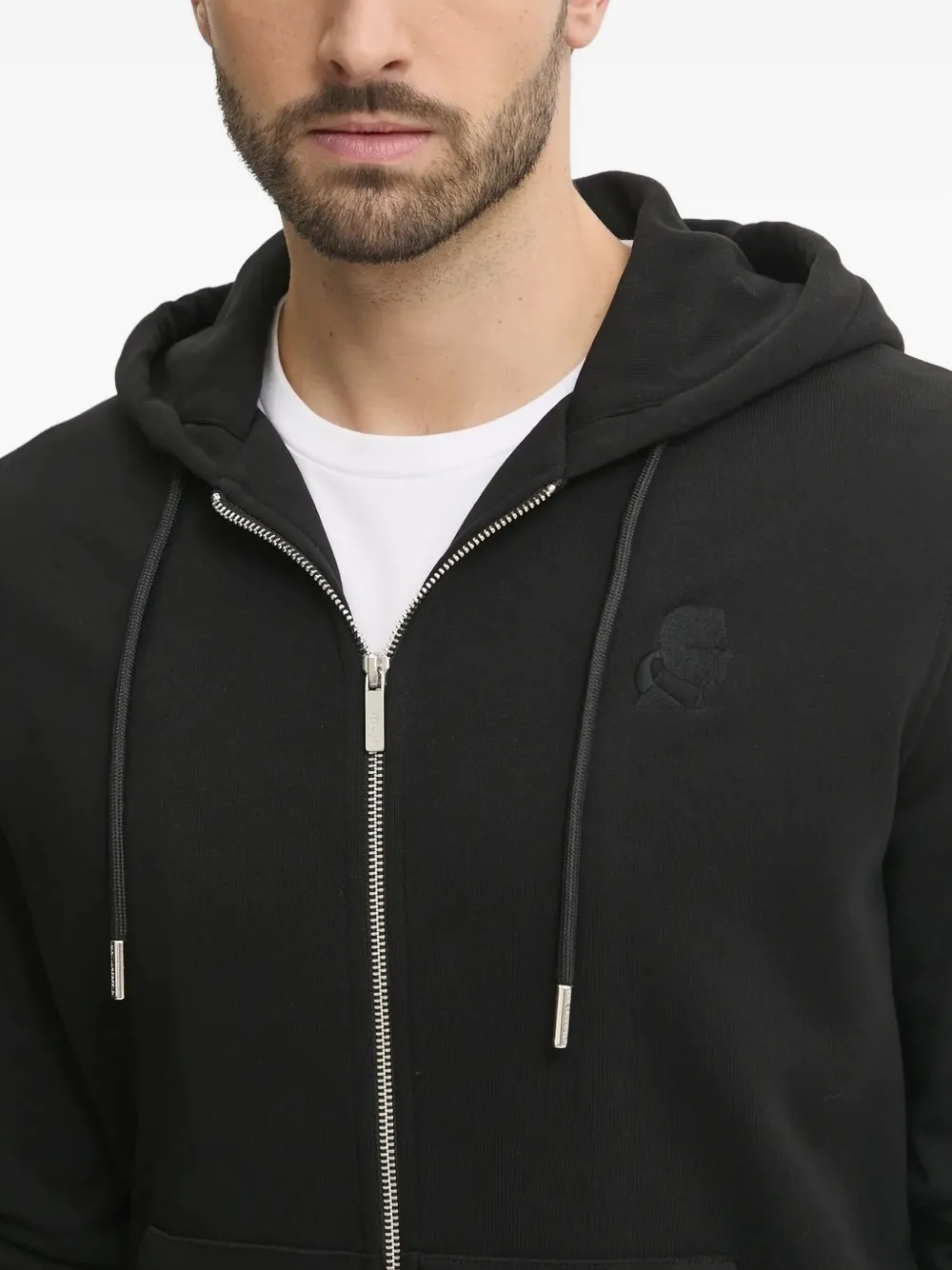 Karl Lagerfeld Hoodie met geborduurd logo Zwart