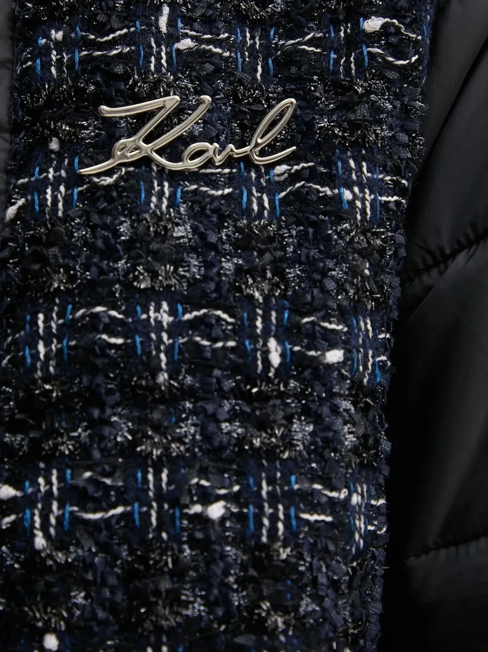 Karl Lagerfeld Gewatteerd jack met tweed vlak Zwart