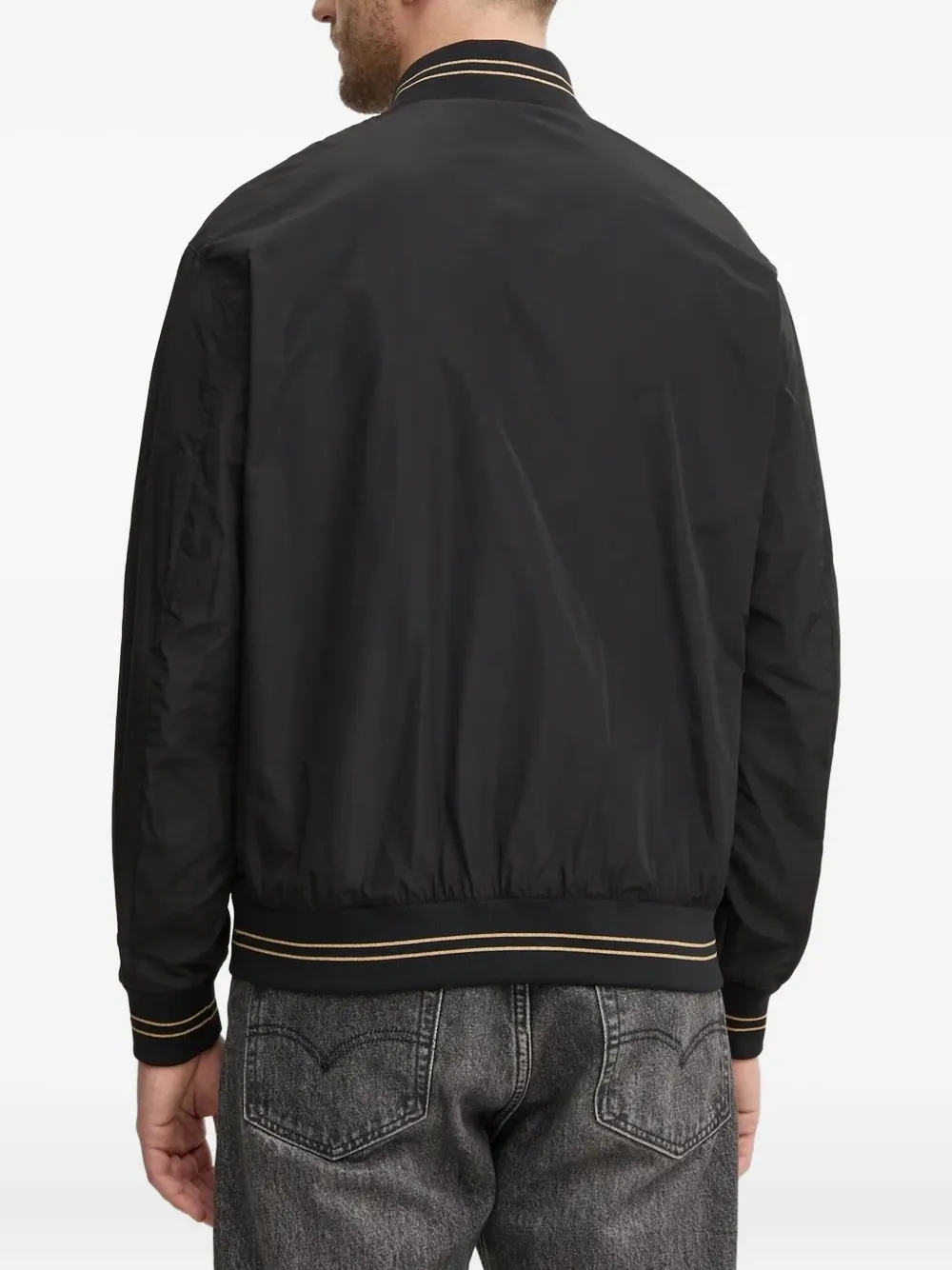 Karl Lagerfeld Bomberjack met logodetail en geribbelde afwerking Zwart