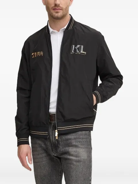 Karl Lagerfeld logo-detail ribbed-trim bomber jacket
