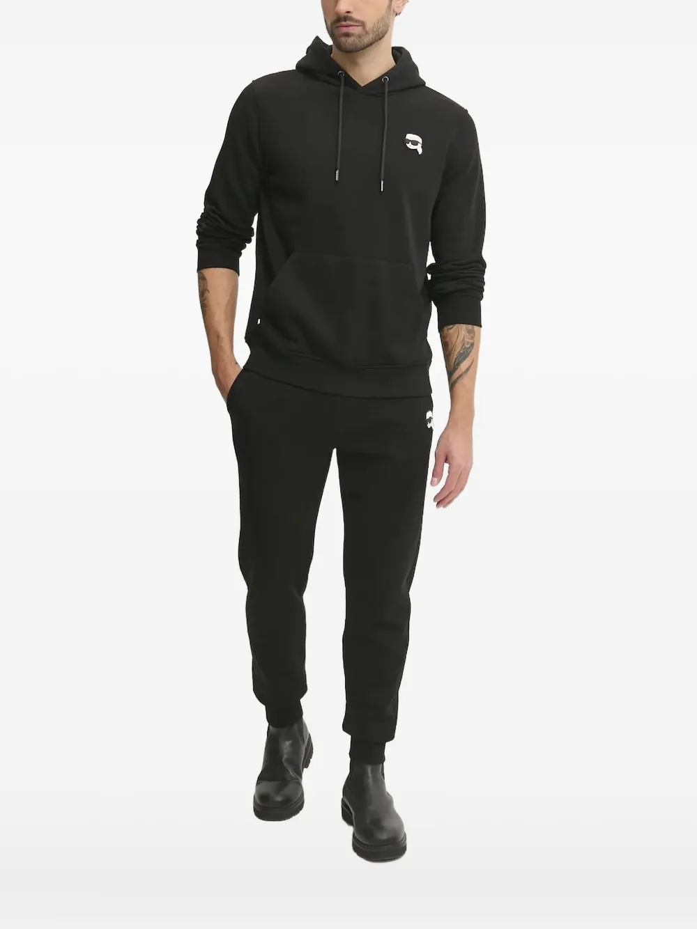 Karl Lagerfeld logo-patch hoodie | Black | Image 1