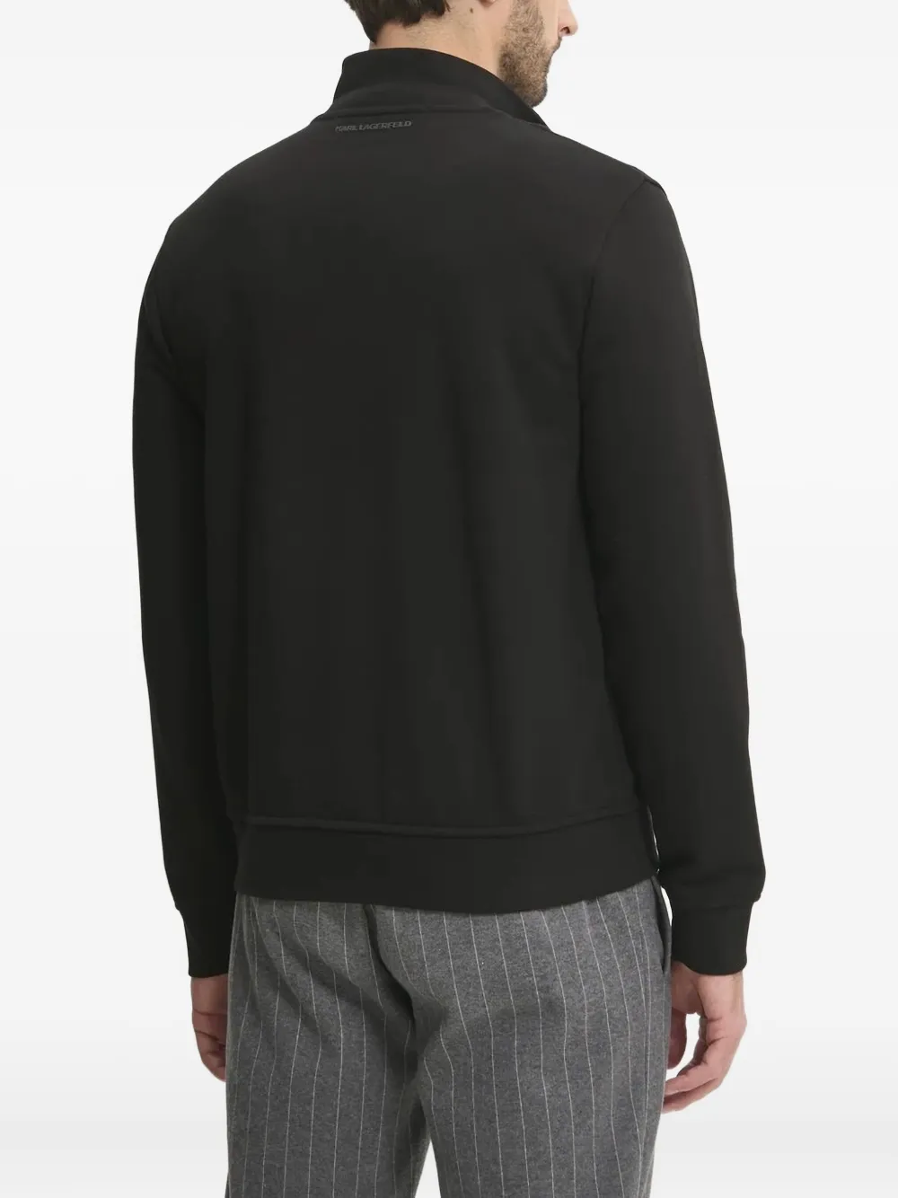 Karl Lagerfeld Sweater met geborduurd logo en ritssluiting Zwart