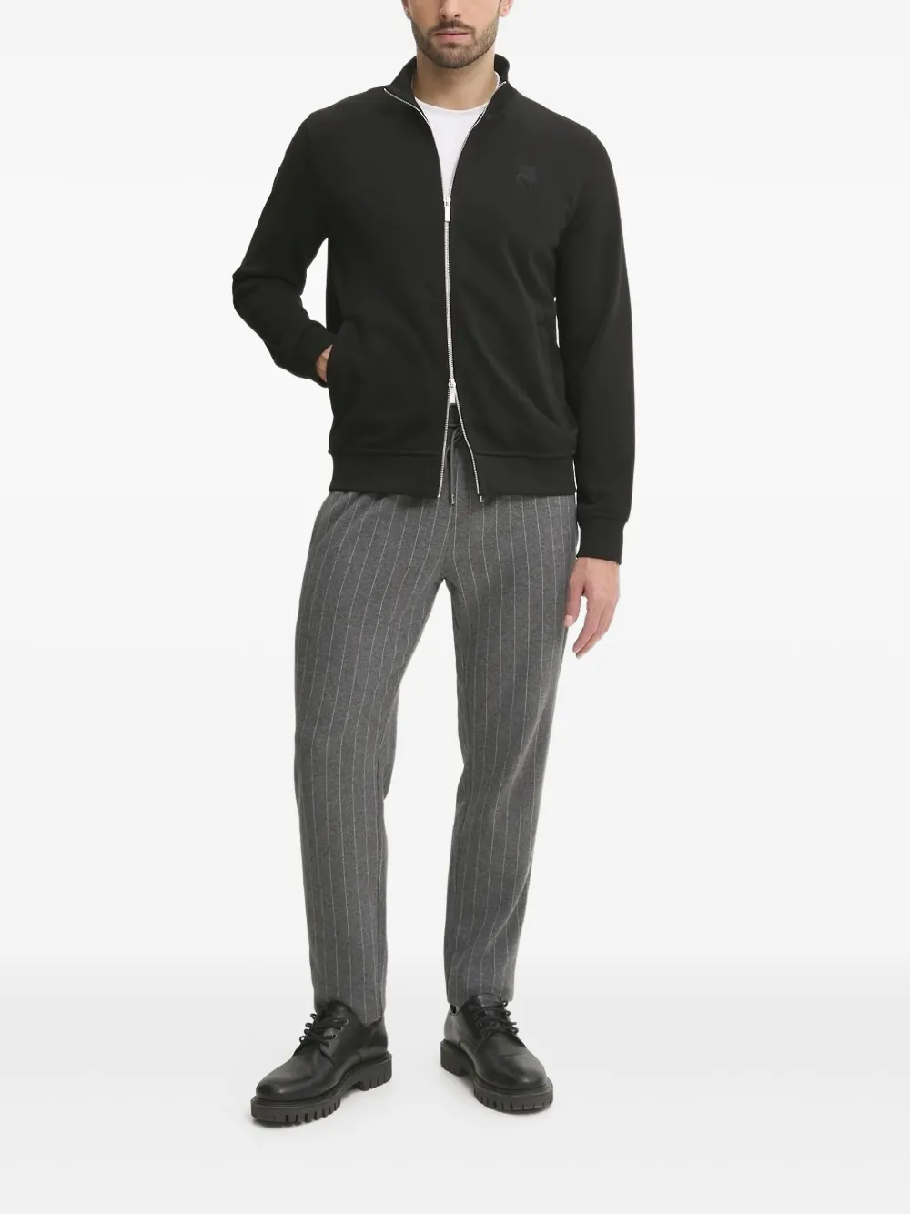 Karl Lagerfeld zip-fastening logo-embroidered sweatshirt Zwart