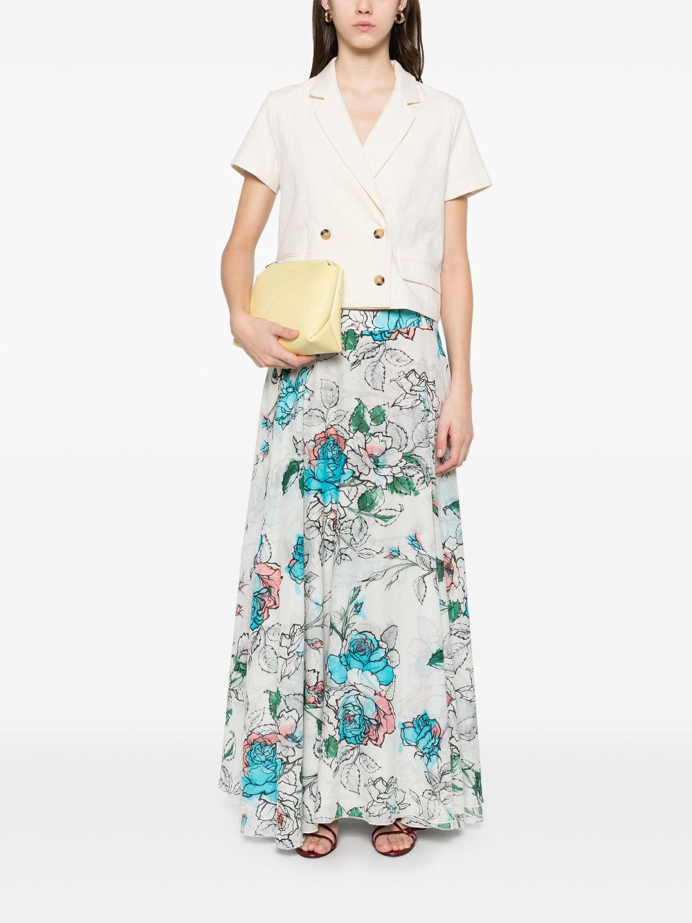 Hannes Roether floral-print maxi skirt - Wit