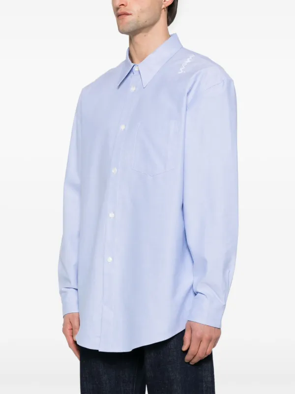 【関税込み】Marni ブルー Peeping Marni Logo シャツ Marni logo-print Cotton T-shirt | Blue | FARFETCH
