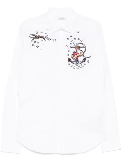 Valentino Garavani 비즈 장식 로고 셔츠