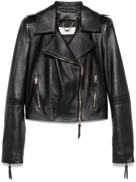 Elisabetta Franchi contrasting-stitching biker jacket 