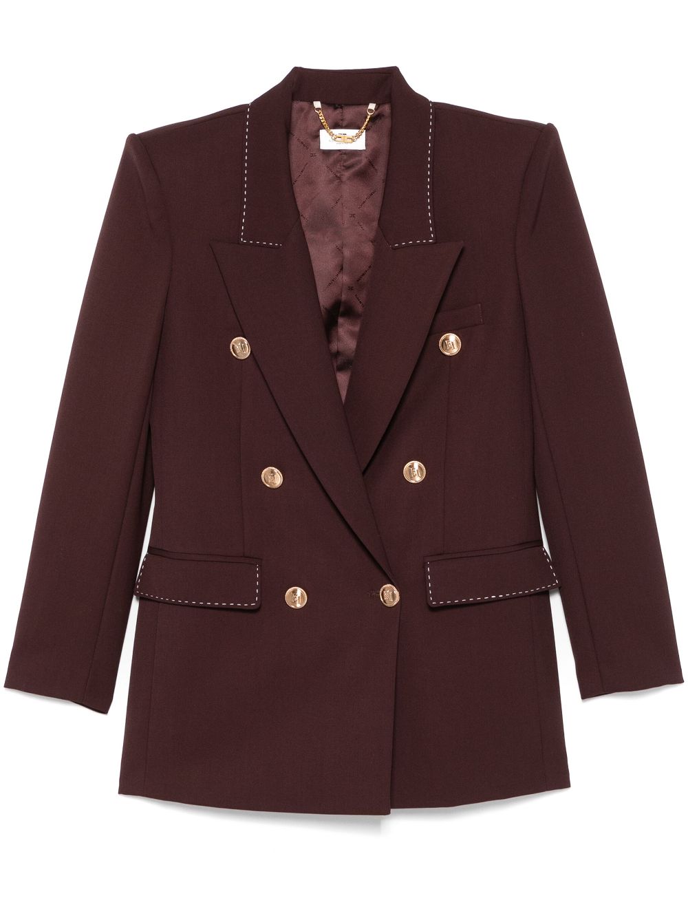 Elisabetta Franchi contrast-stitching virgin-wool blazer - Brown