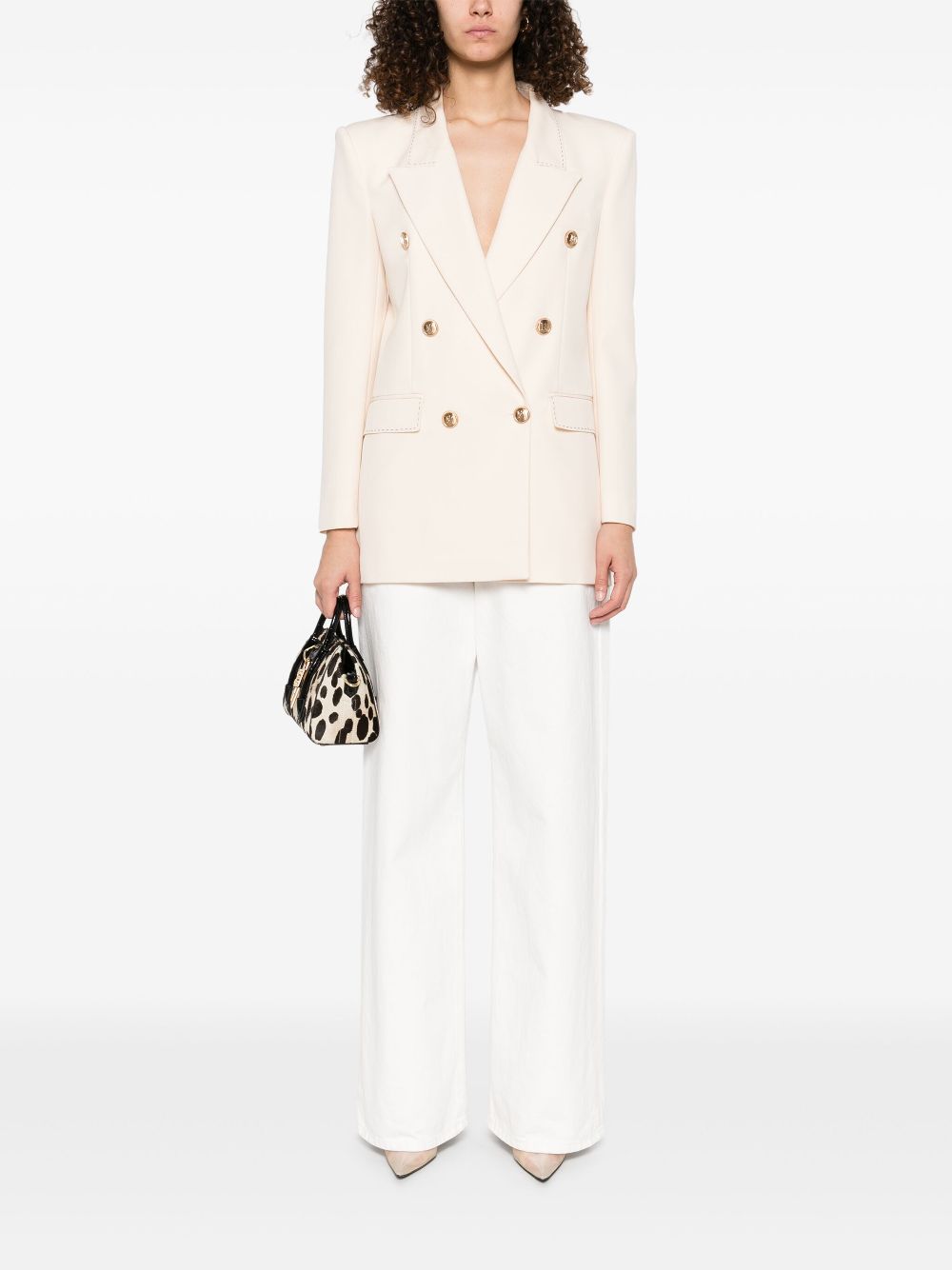 Elisabetta Franchi contrasting-stitching virgin-wool blazer - Neutrals