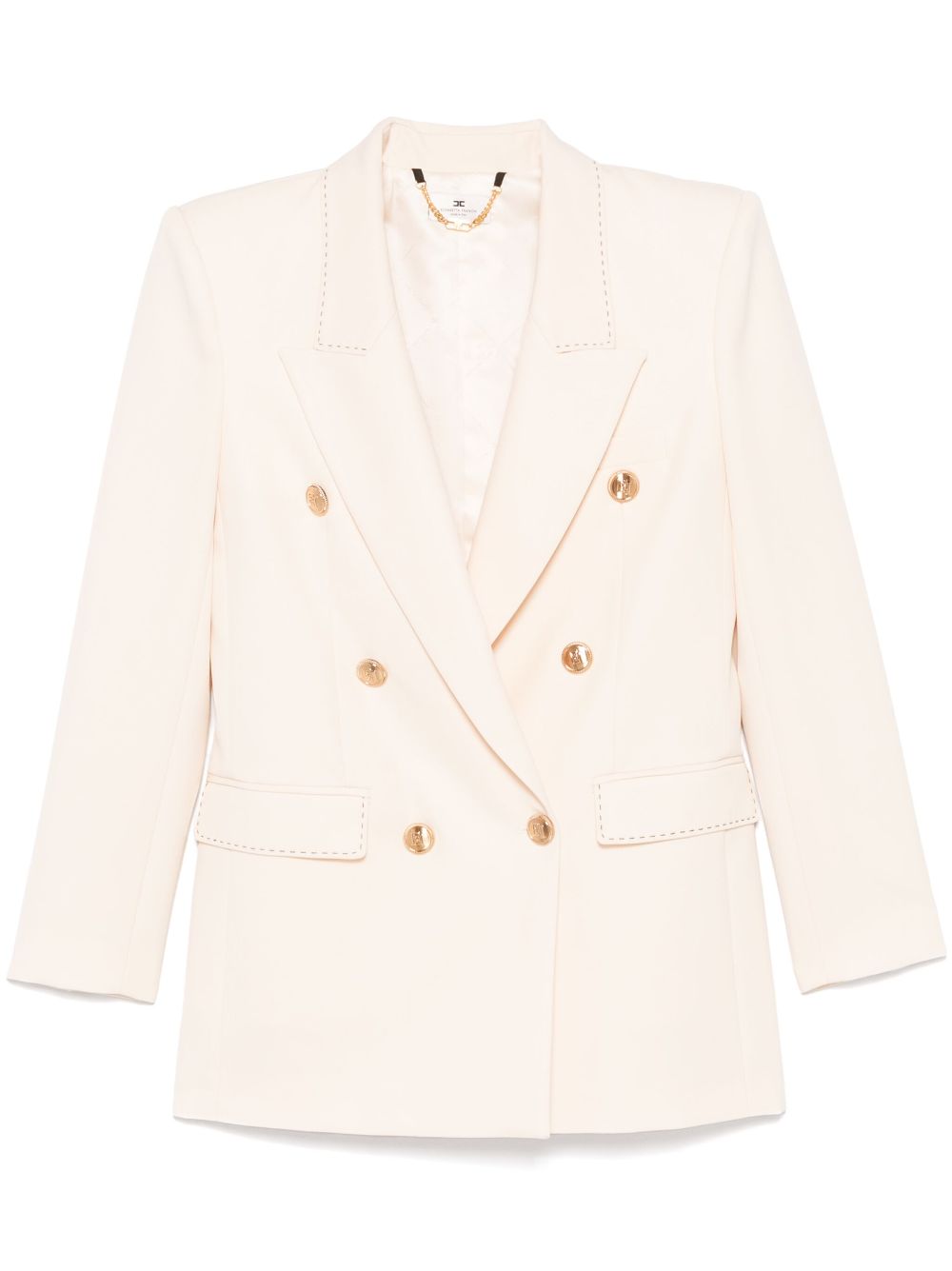 Elisabetta Franchi contrasting-stitching virgin-wool blazer - Neutrals