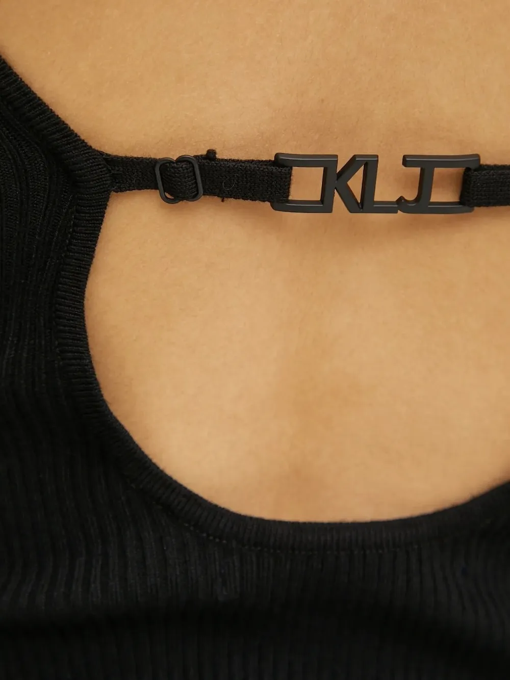 Karl Lagerfeld Jeans Ribbed Open-back Bodysuit In Black