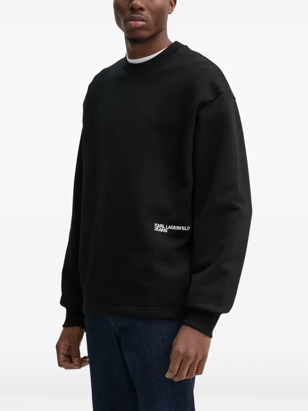 Karl Lagerfeld Jeans logo-embroidered crew-neck sweatshirt - Zwart