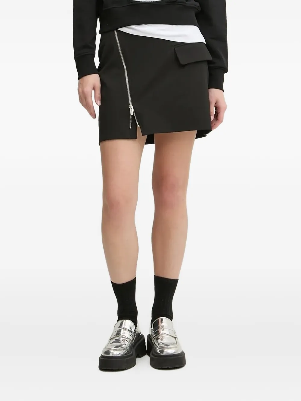 Karl Lagerfeld Jeans zip-detail flap-pocket mini skirt Zwart