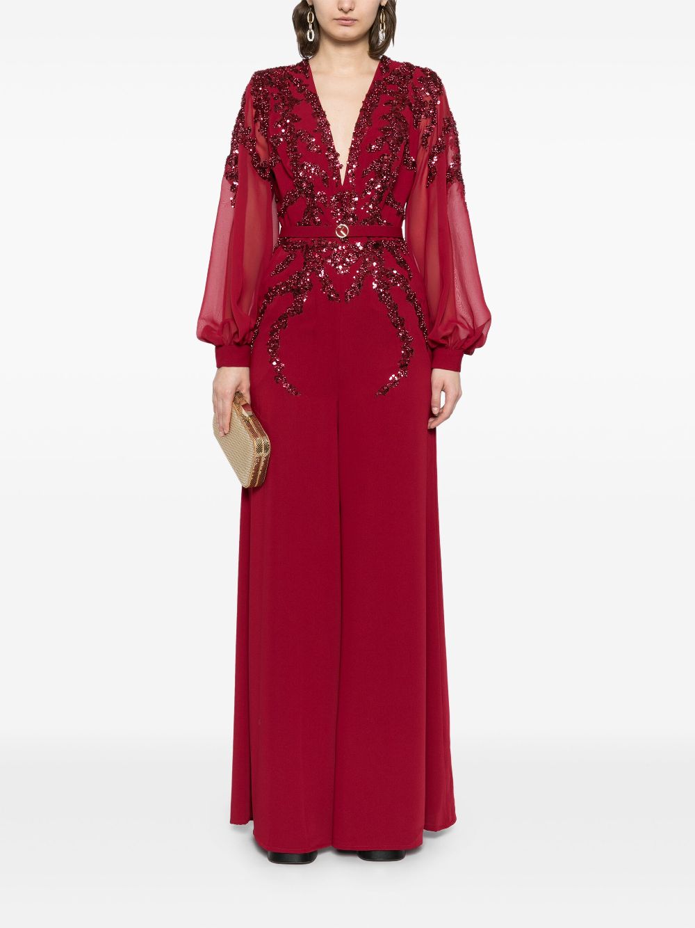 Saiid Kobeisy Jumpsuit met kralen - Rood