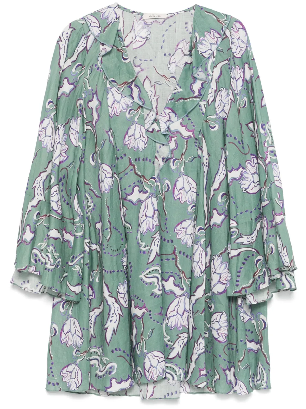 Dorothee Schumacher Mini-jurk met bloemenprint en gekreukt effect Groen