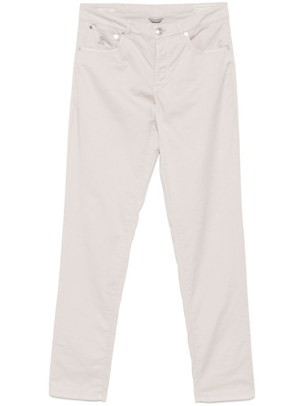 Brunello Cucinelli logo-embroidered trousers - Neutrals