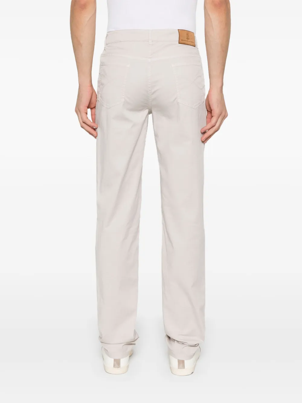 Brunello Cucinelli Broek met geborduurd logo Beige