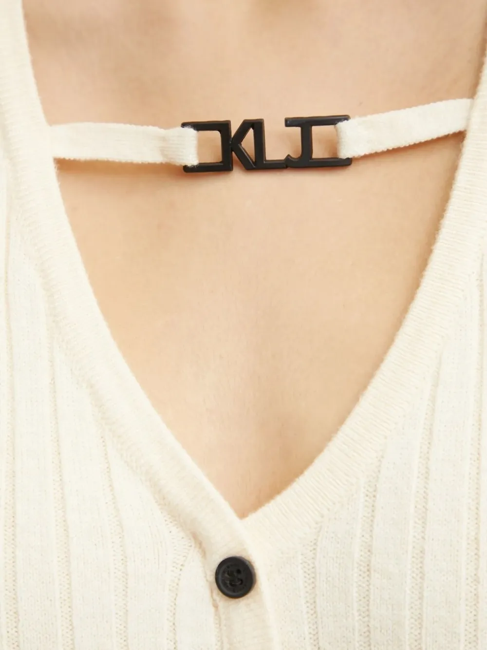 Karl Lagerfeld Jeans Ribbed Button-front Midi Dress In Neutral