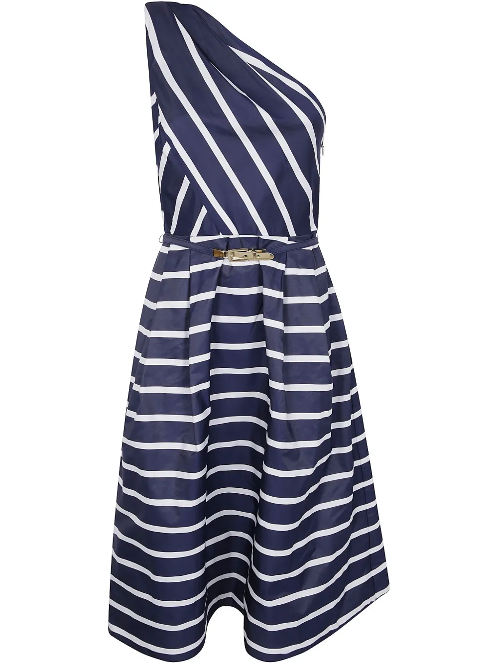 striped taffeta midi dress