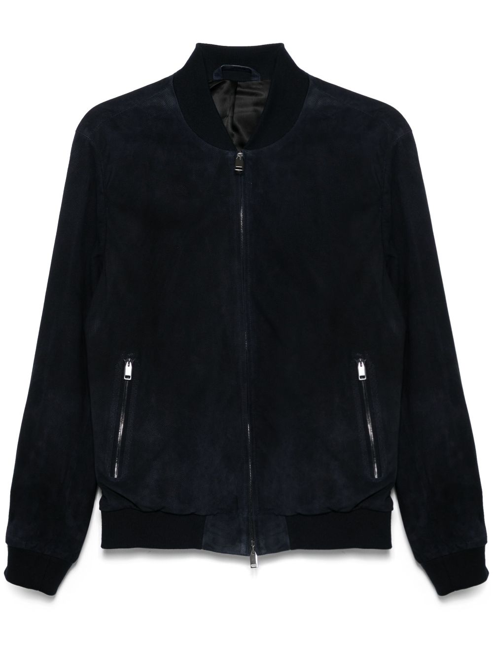 Brioni perforated bomber jacket - Blue