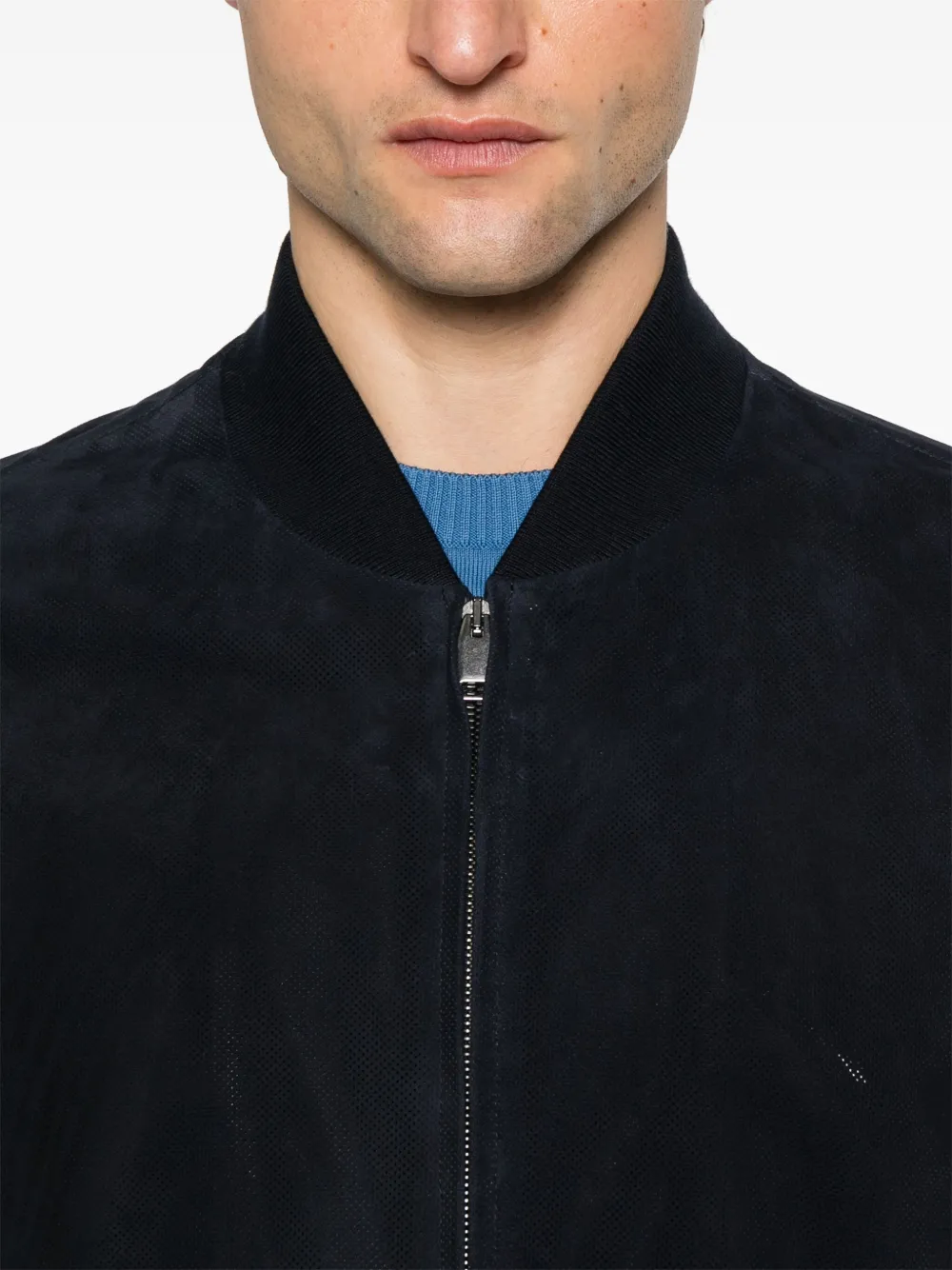 Brioni Geperforeerd bomberjack Blauw