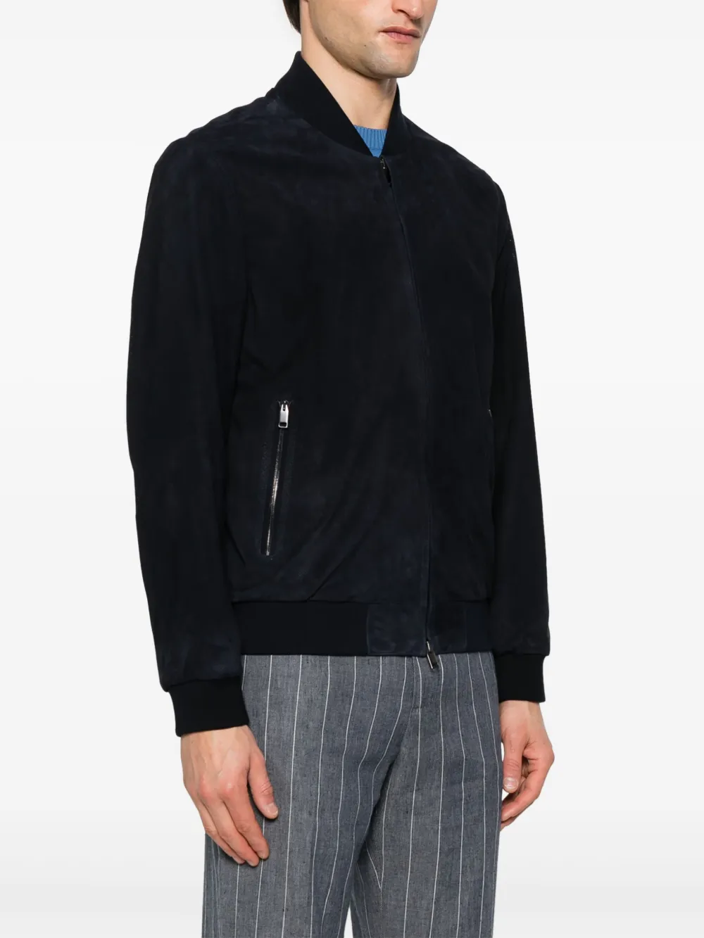 Brioni Geperforeerd bomberjack Blauw