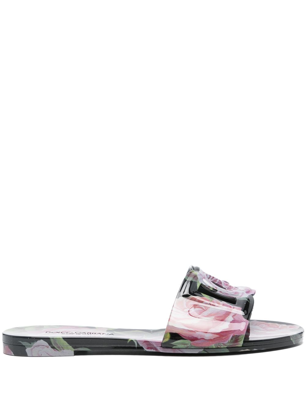 Dolce & Gabbana floral-print slides Black