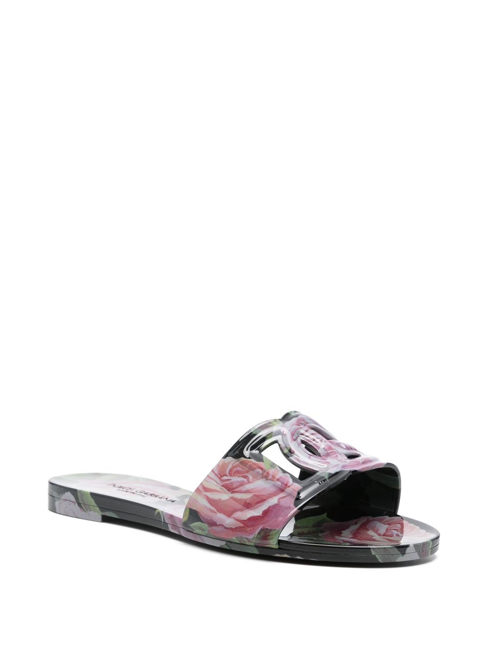 Dolce & Gabbana Slippers met bloemenprint - Zwart